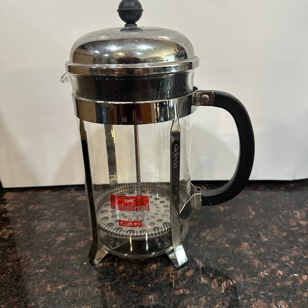 Bodum The Original French Press Coffee Maker Glass Chrome Black Handle